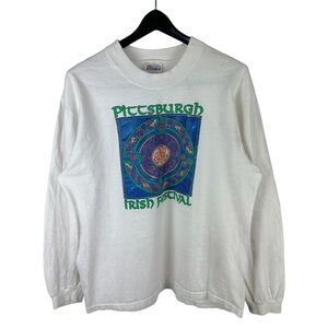 Vintage 90s Pittsburgh Irish Festival Long Sleeve Shirt Size L